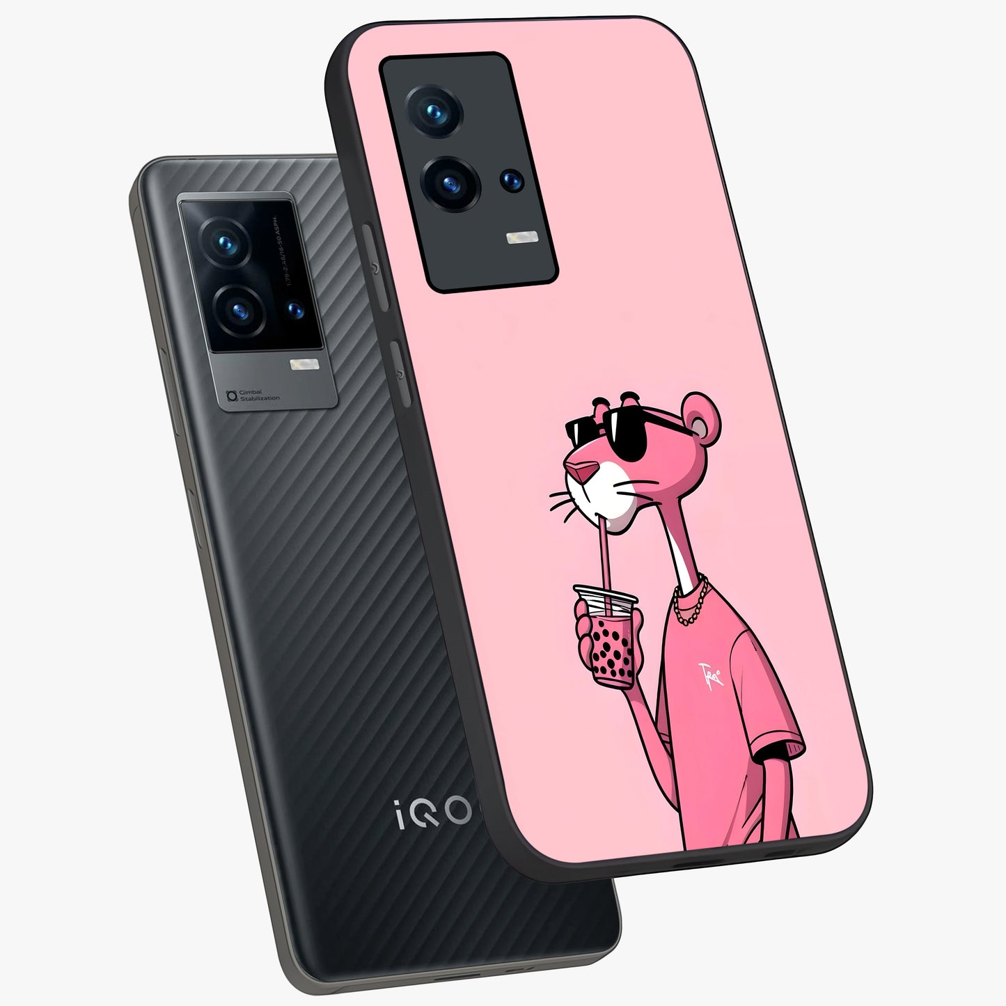 Pink Panther Glass Case displayed in angled mockup highlighting playful cartoon character design with vibrant pink aesthetic.