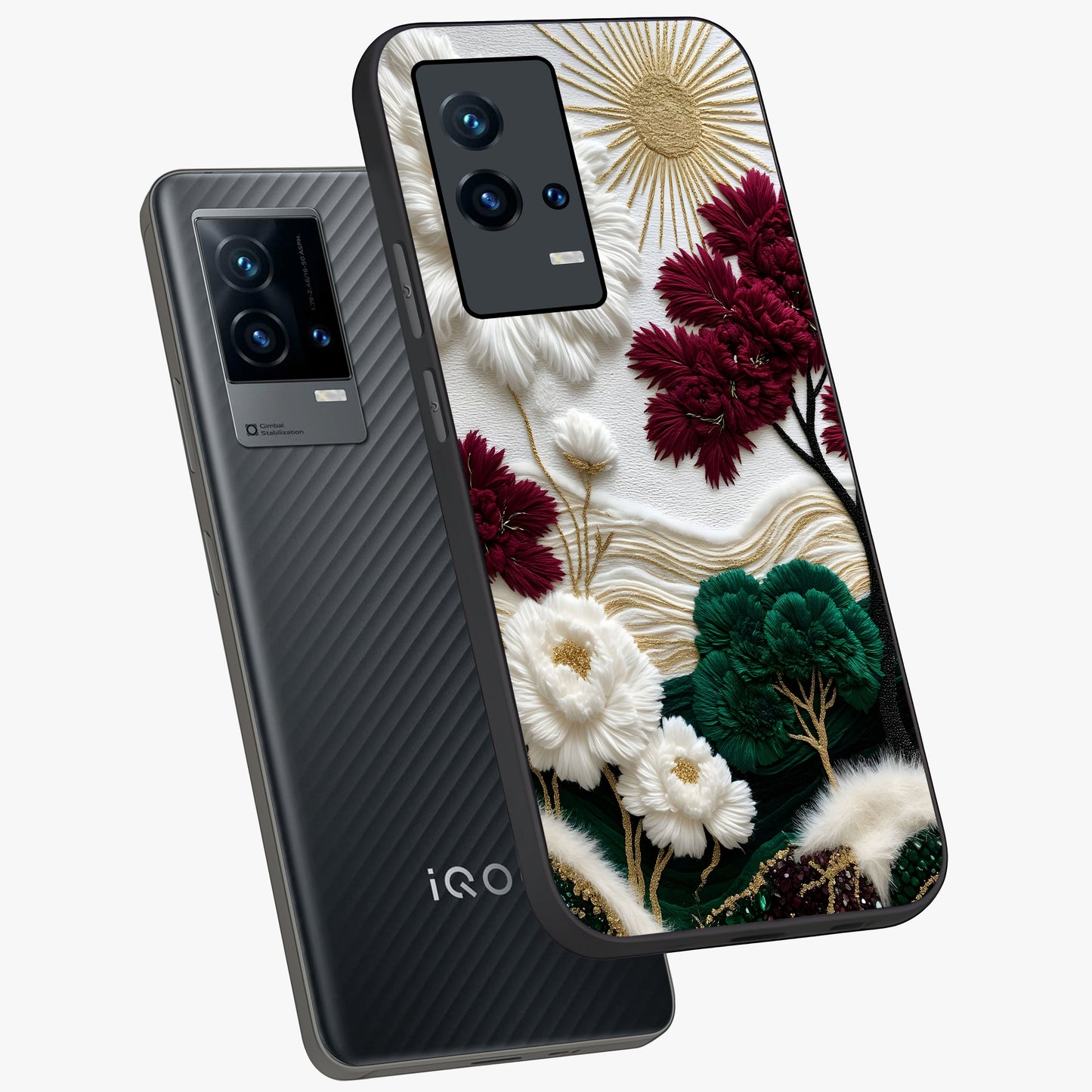 Radiant Bloom Elegance Glass Case displayed in angled mockup highlighting graceful floral design with radiant aesthetic style.