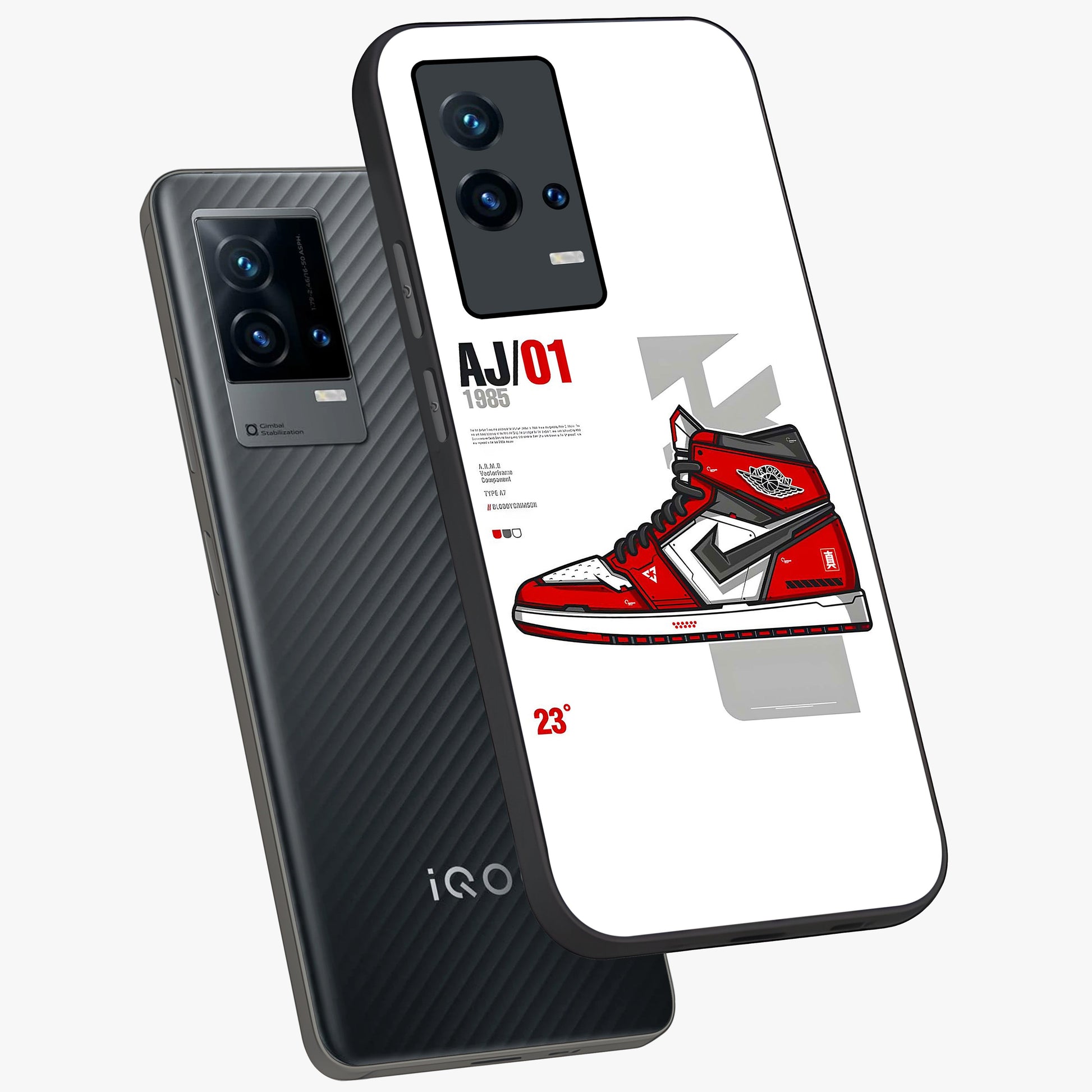 Retro Sneaker Blueprint Glass Case displayed in angled mockup highlighting detailed shoe design with sporty retro aesthetic.
