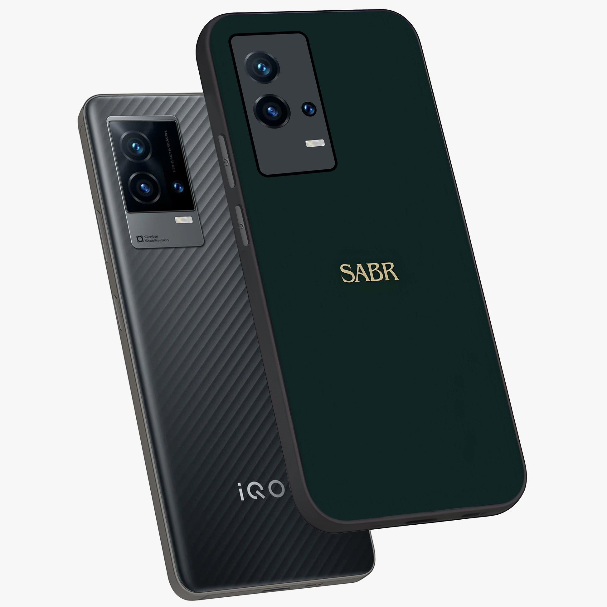 Sabr Minimal Patience Glass Case displayed in angled mockup highlighting simple inspirational design with clean aesthetic style.