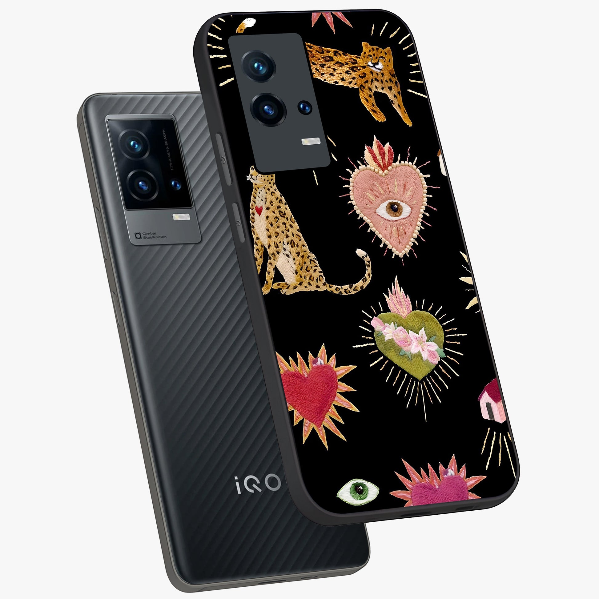 Sacred Jungle Heart Glass Case displayed in angled mockup highlighting lush tropical design with natural aesthetic style.