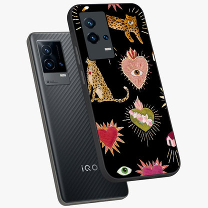 Sacred Jungle Heart Glass Case displayed in angled mockup highlighting lush tropical design with natural aesthetic style.