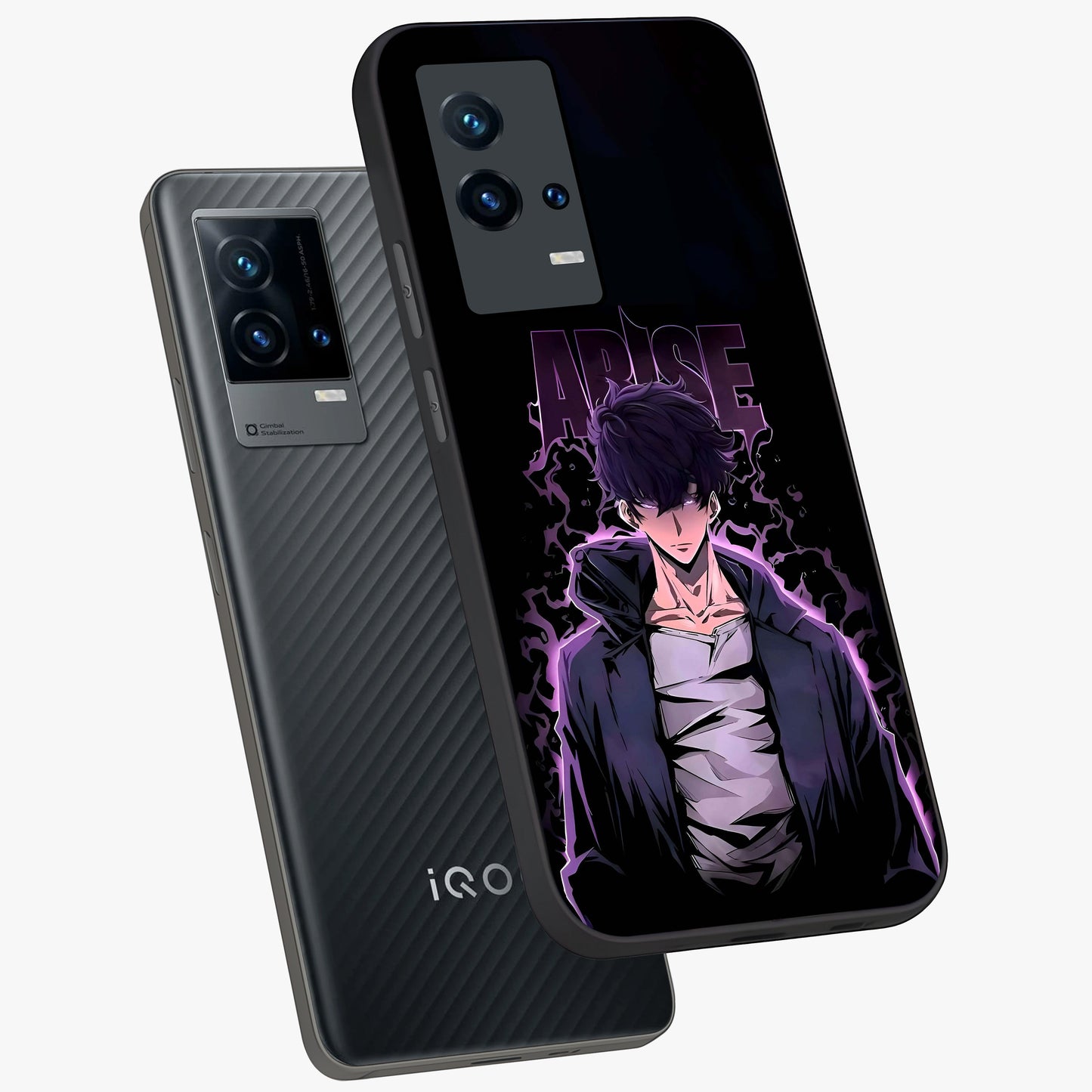 Shadow Monarch Awakening Glass Case displayed in angled mockup highlighting dramatic shadow warrior design with fantasy aesthetic.