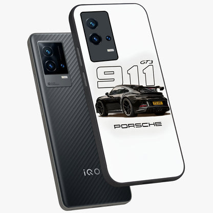 Turbo Legacy Icon Glass Case displayed in angled mockup highlighting dynamic automotive design with performance aesthetic.
