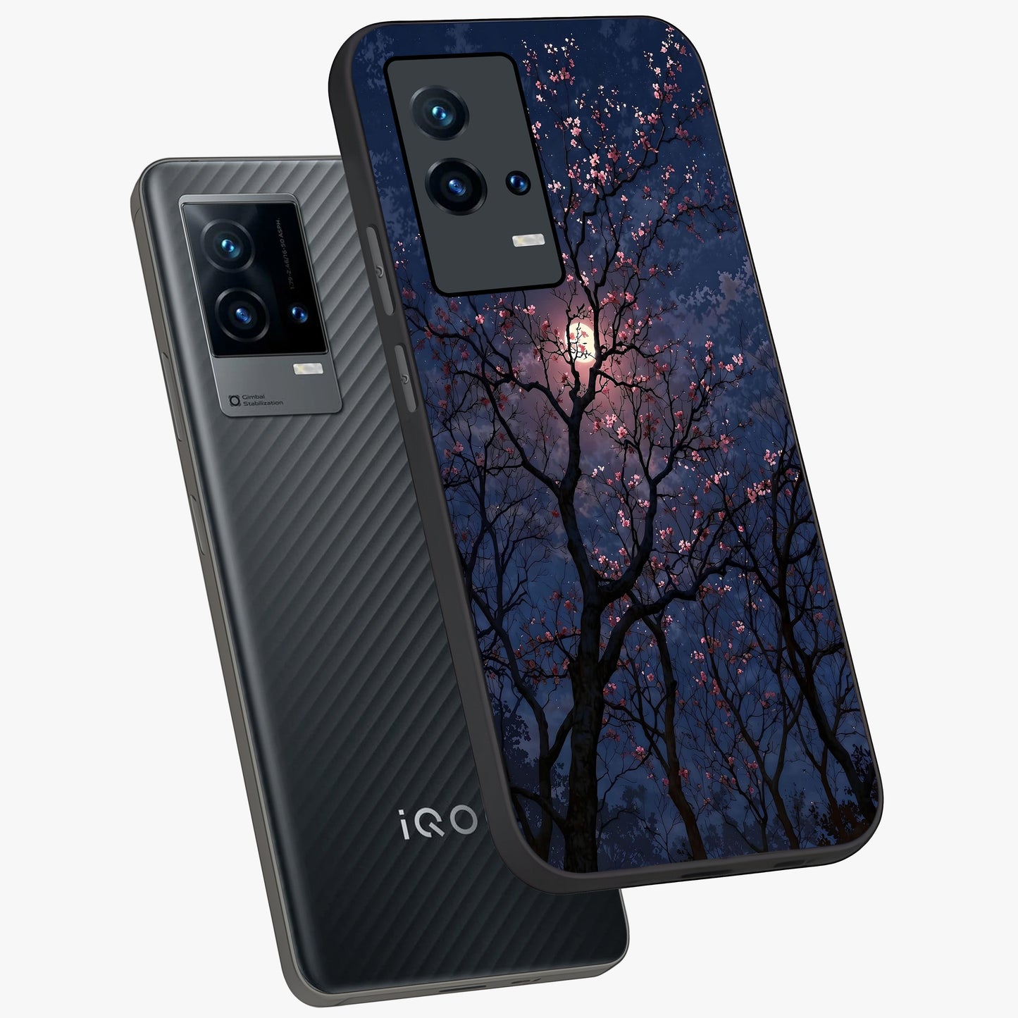 Twilight Sakura Serenade Glass Case displayed in angled mockup highlighting delicate sakura flower design with dreamy aesthetic.
