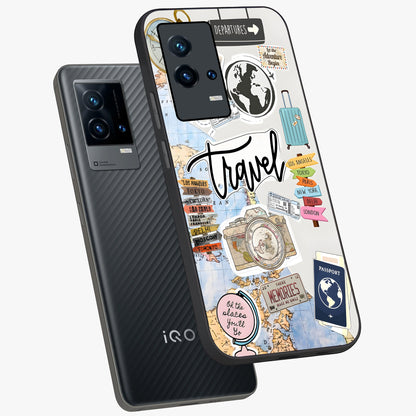 Wanderlust Journal Glass Case displayed in angled mockup highlighting adventure themed design with aesthetic travel vibe.