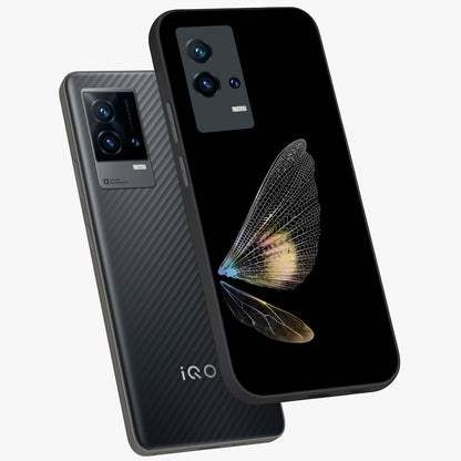 Whispers Of Wings Glass Case displayed in angled mockup highlighting soft feather design with celestial aesthetic style.