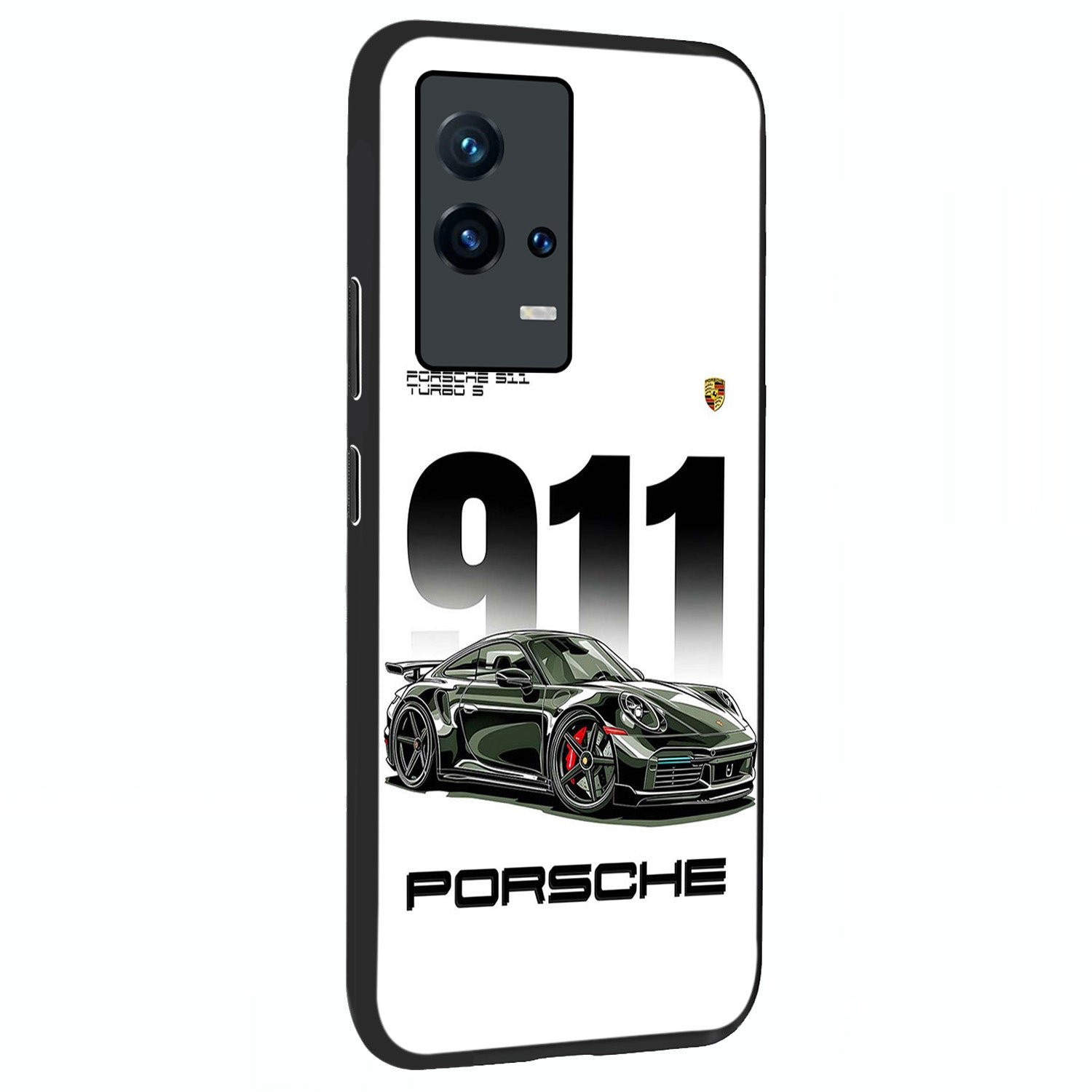 911 Turbo Dominance Glass Case upright perspective showcasing powerful racing design and modern automotive aesthetic.