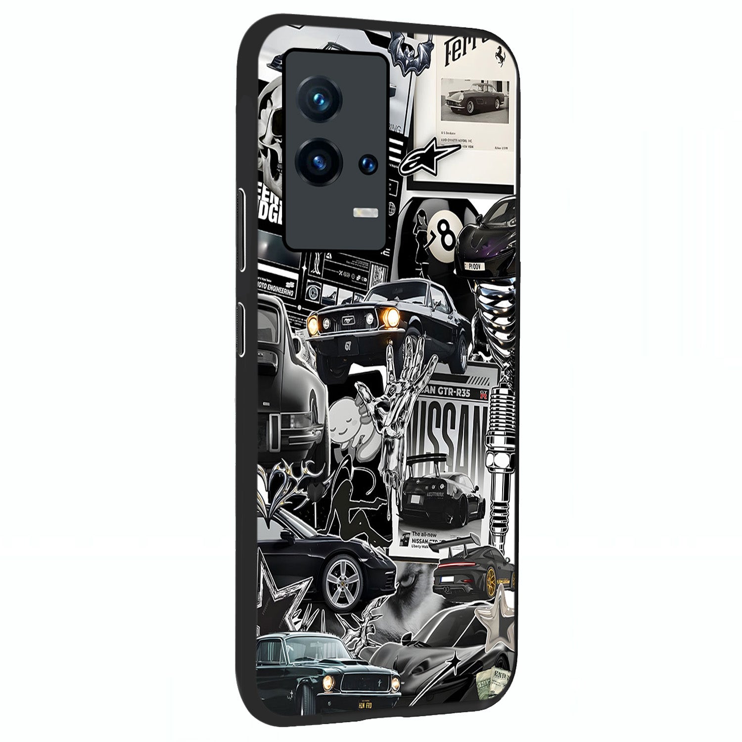 Aesthetic Dark Love Glass Case upright view showcasing dramatic romantic artwork with modern aesthetic style.
