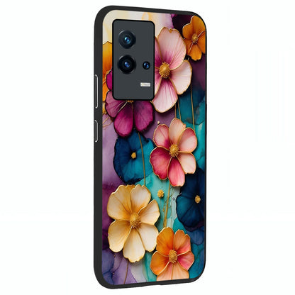 Artlyn Grace Flower Pattern Glass Case upright view showcasing graceful floral artwork with aesthetic botanical style.