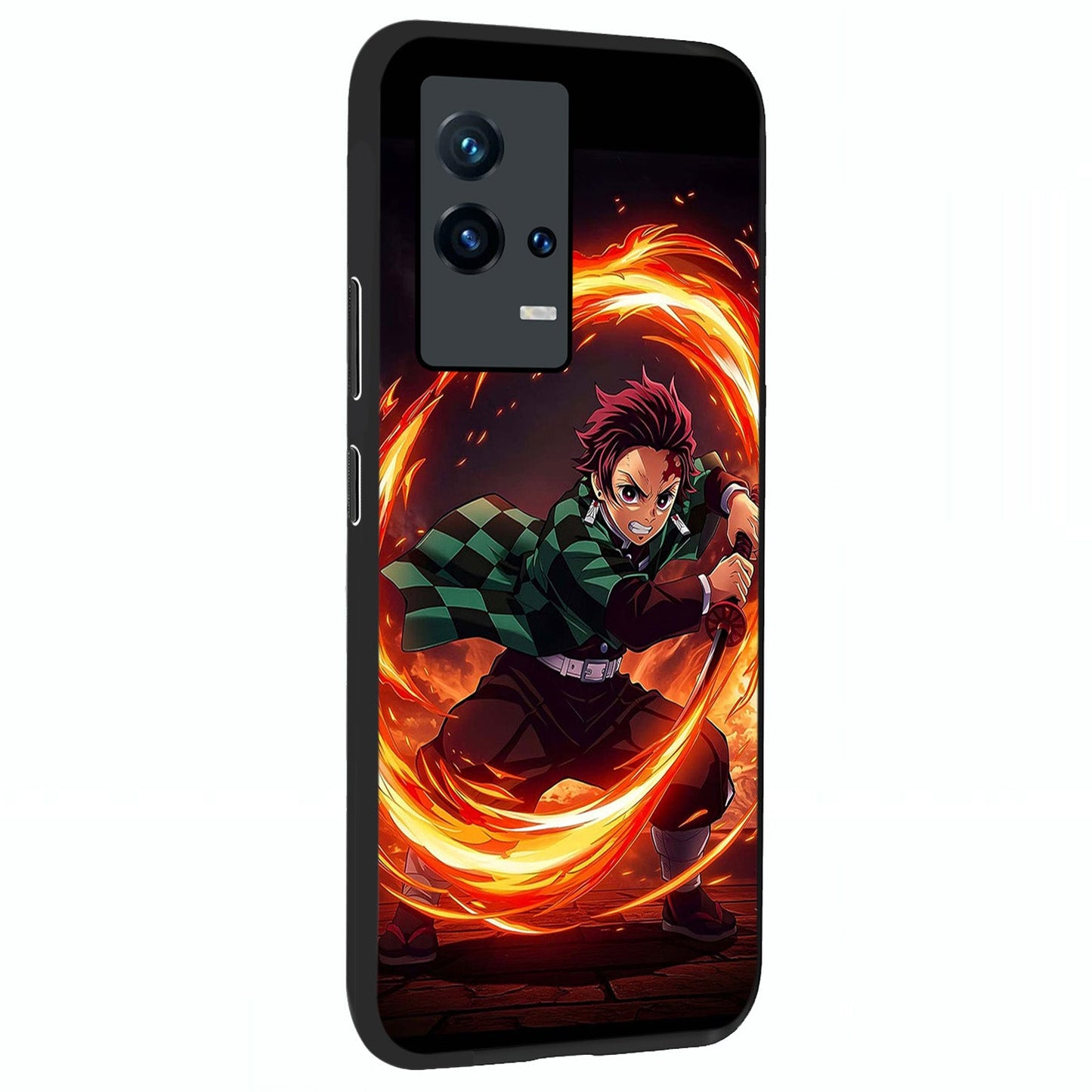 Blazing Sword Resolve Glass Case upright view showcasing dramatic warrior inspired artwork with intense visual style.