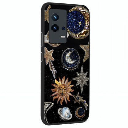 Celestial Gem Constellations Glass Case upright view showcasing cosmic constellation artwork with celestial aesthetic style.