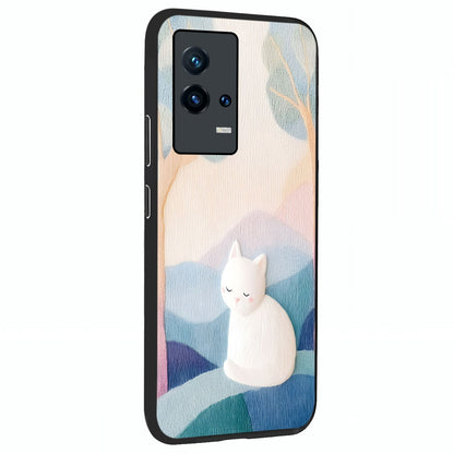 Cotton Dream Cat Glass Case upright view showcasing charming cat artwork with cozy dreamy theme.