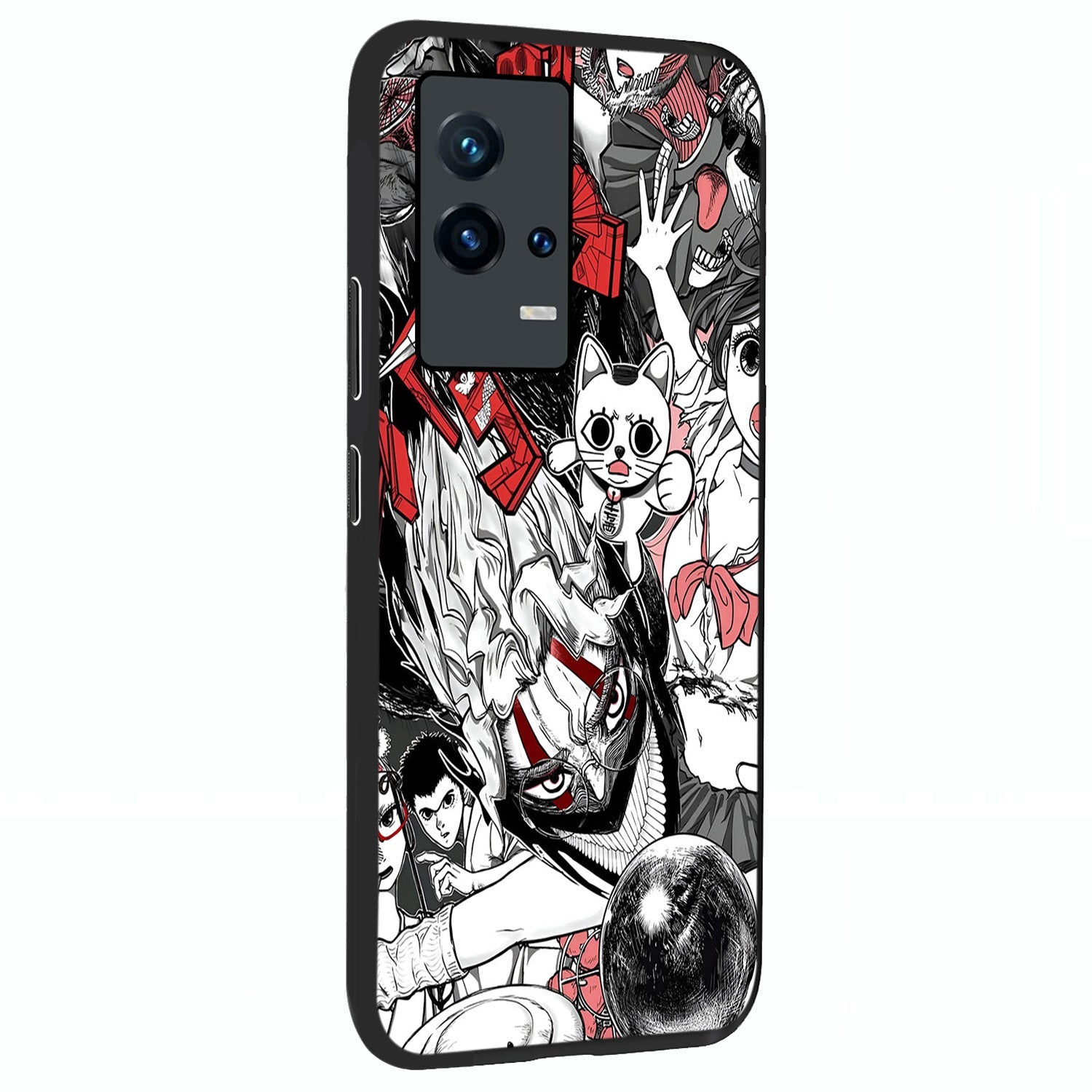 Crimson Chaos Panel Glass Case upright view showcasing intense crimson artwork with dramatic aesthetic style.