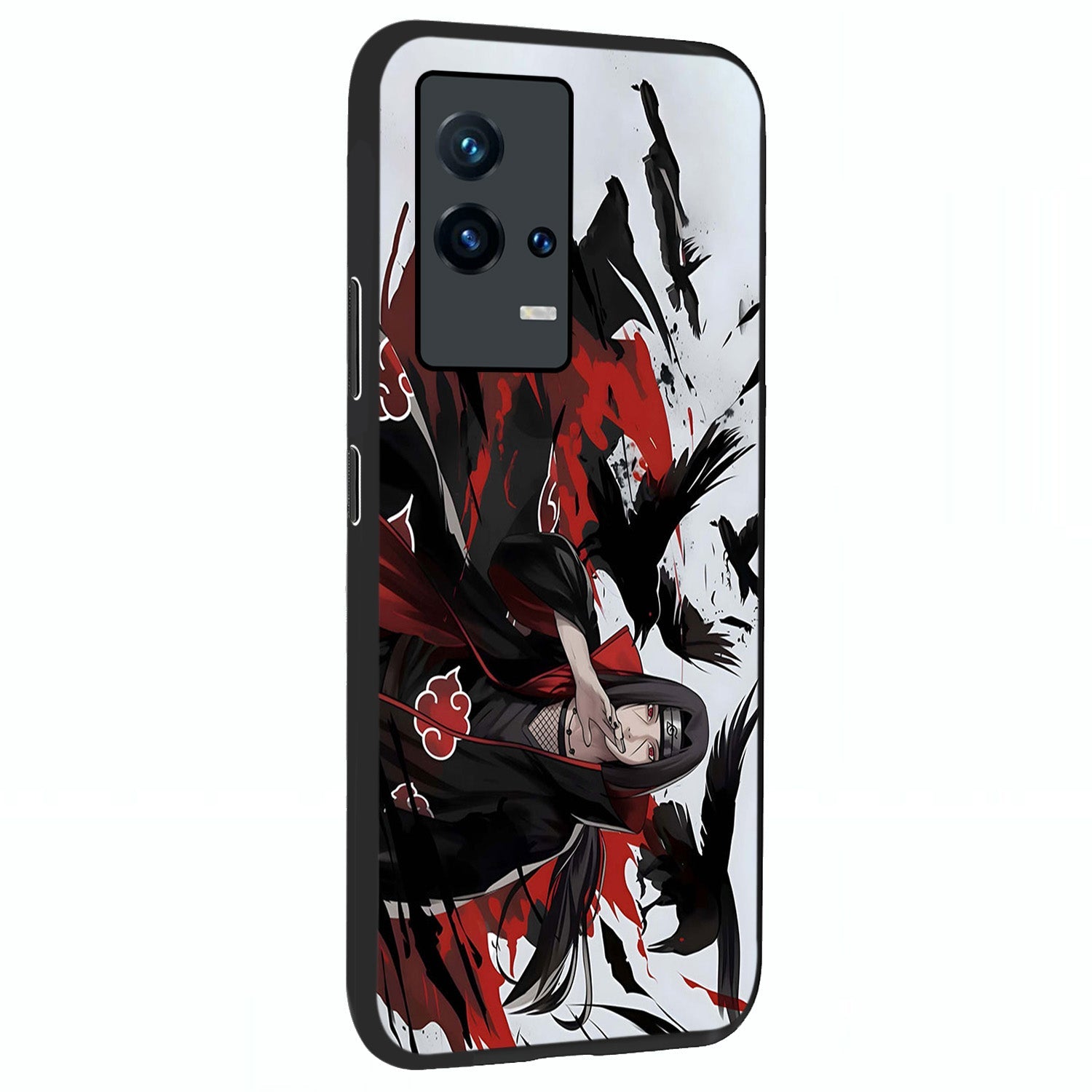 Crimson Crow Illusion Glass Case upright view showcasing striking crow illusion artwork with intense crimson theme.