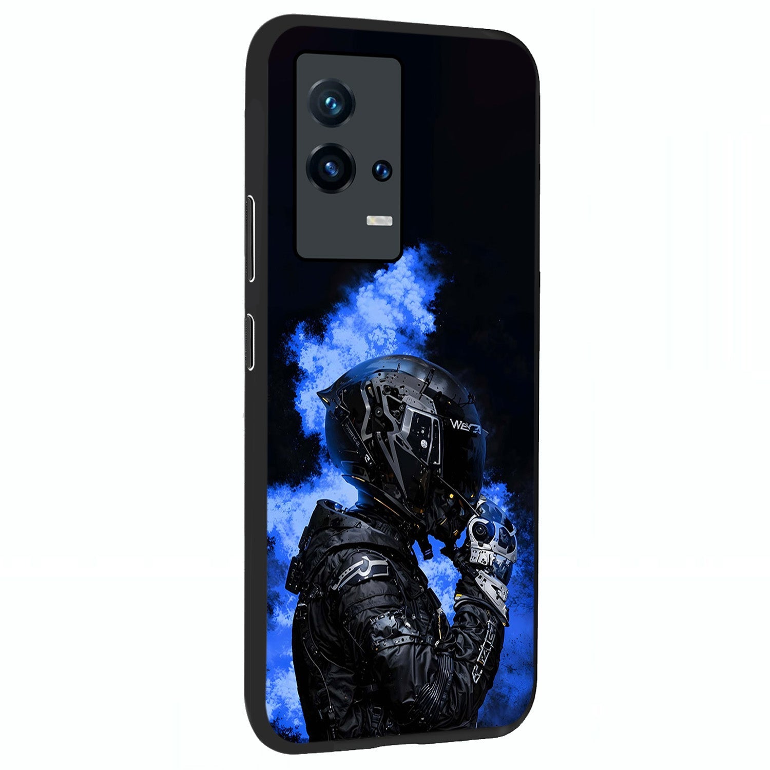Cyber Sentinel Protocol Glass Case upright view showcasing advanced cyber sentinel artwork with futuristic tech theme.