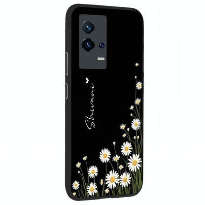 Daisy Cascade Custom Name Glass Case upright view showcasing elegant floral cascade design with personalized aesthetic.