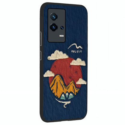 Dream Beyond Mountains Glass Case upright view showcasing beautiful mountain scenery with inspirational nature theme.