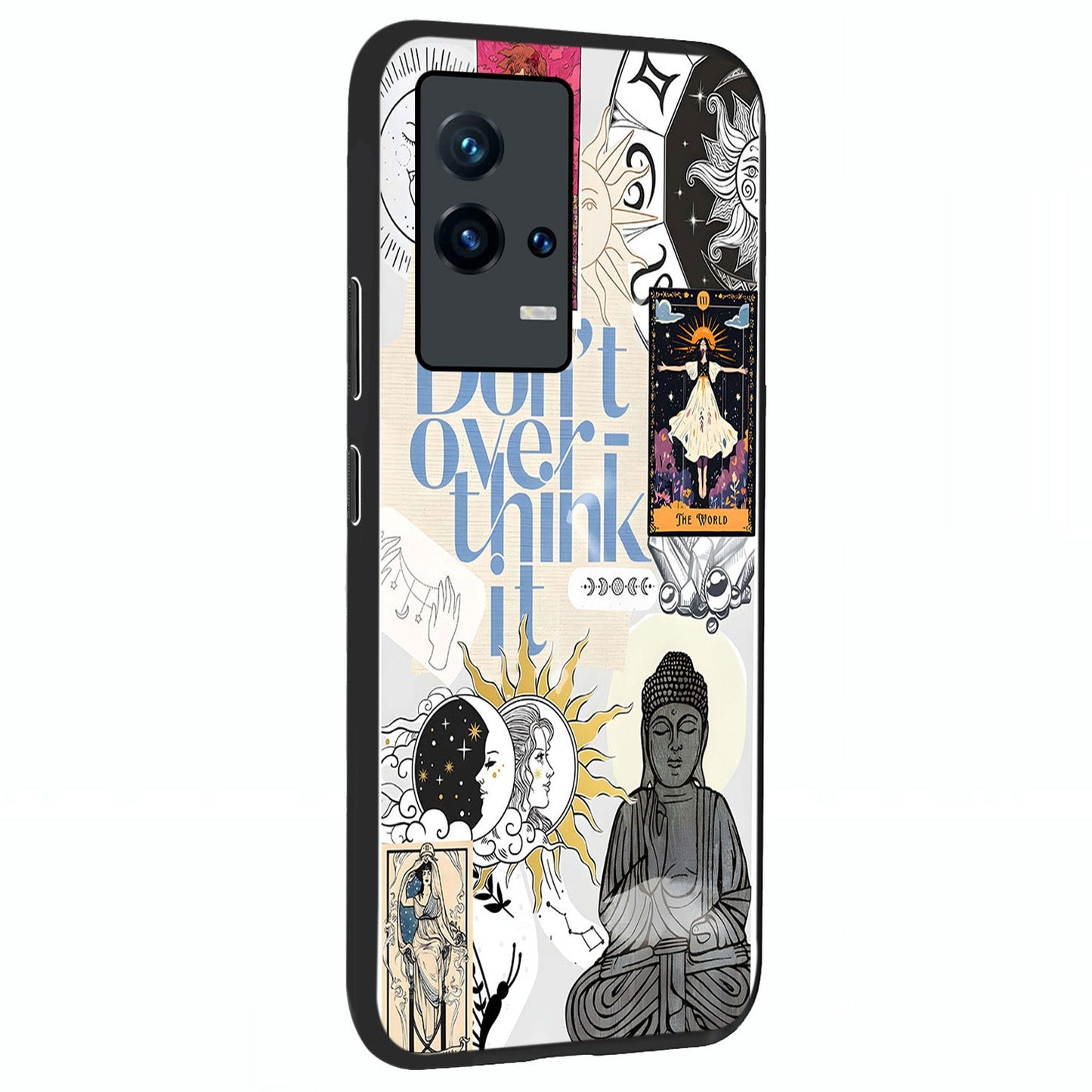 Ethereal Thoughts Glass Case upright view showcasing delicate artistic composition with peaceful dreamy theme.