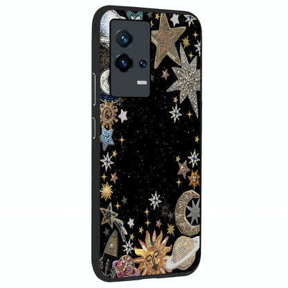 Galactic Jewel Stars Glass Case upright view showcasing glittering star jewel artwork with vibrant galaxy theme.
