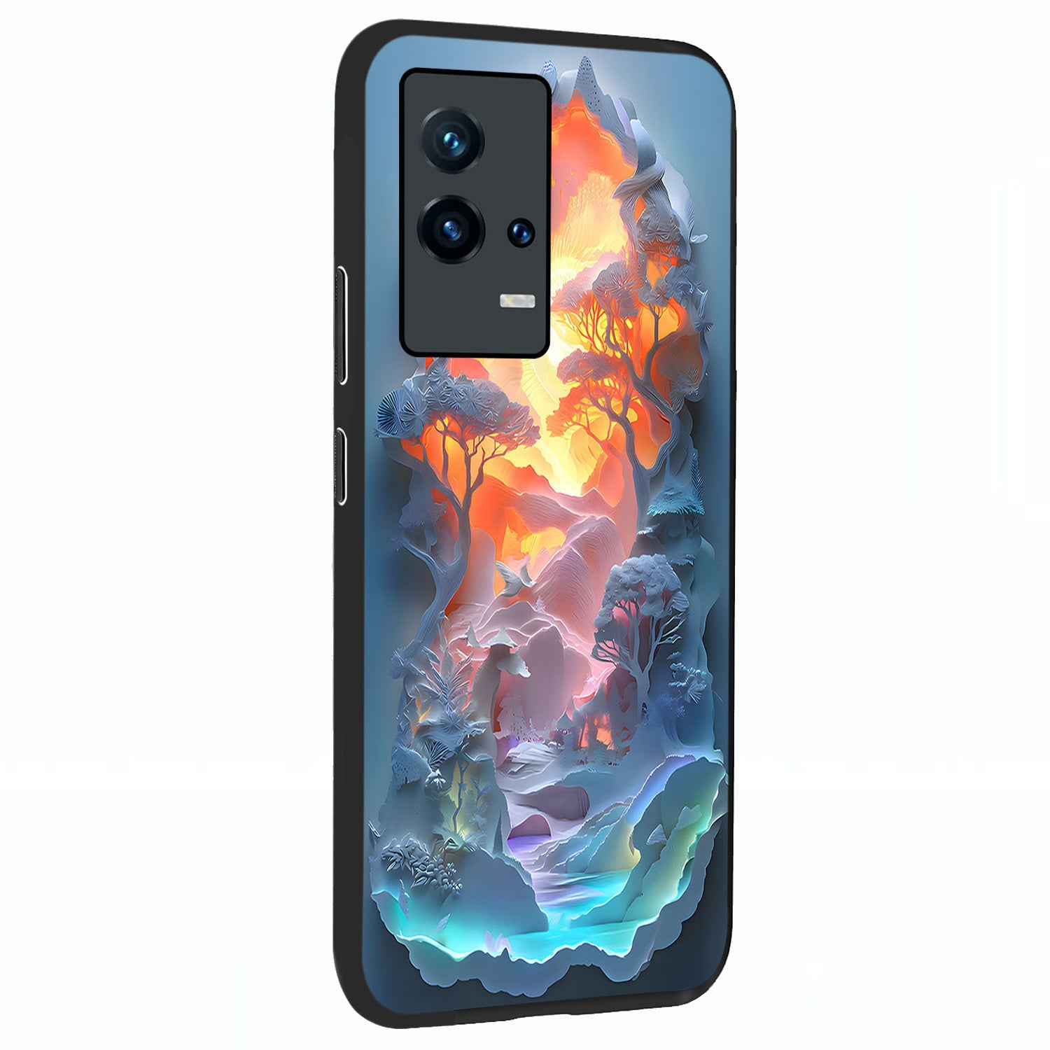 Glow Forest Portal Glass Case upright view showcasing enchanted forest portal artwork with fantasy nature theme.