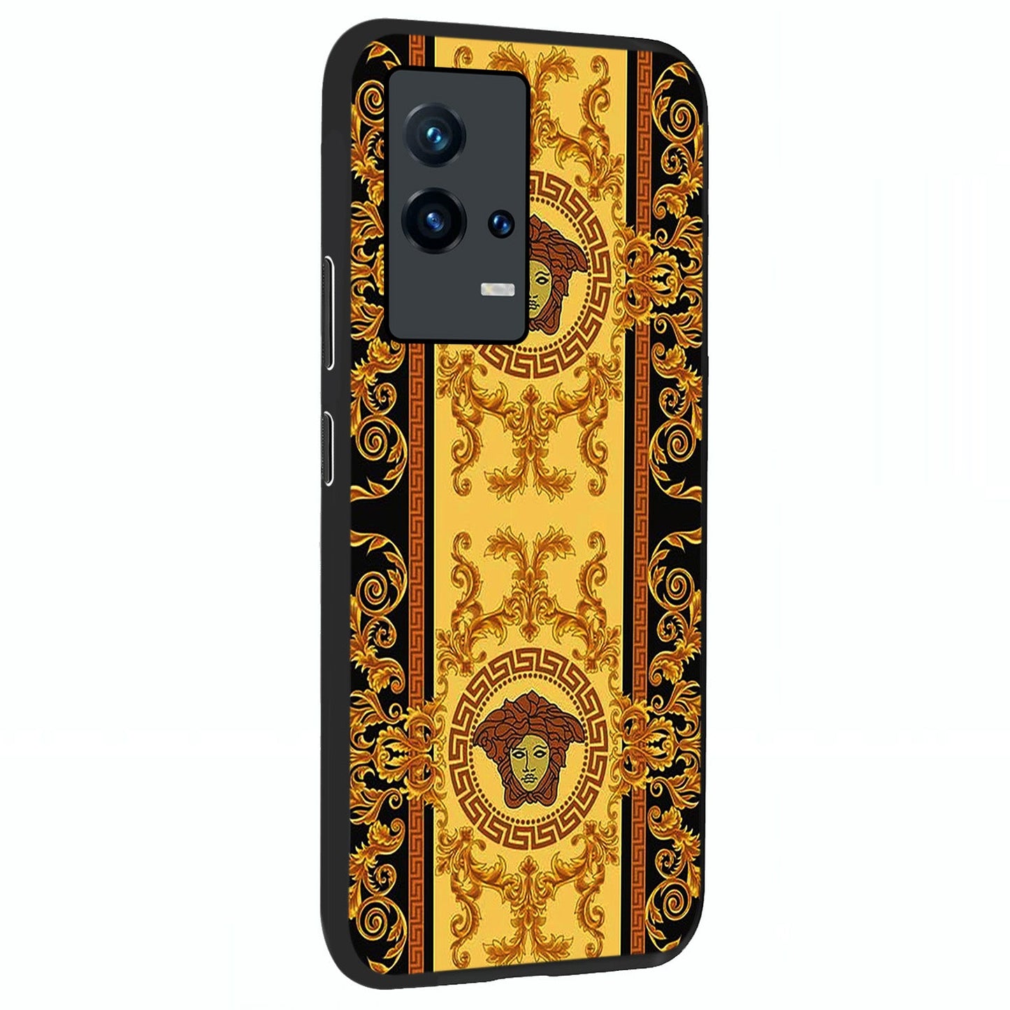 Golden Lotus Glow Glass Case upright view showcasing luminous lotus artwork with peaceful divine theme.