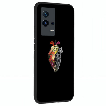 Heart With Flowers Glass Case upright view showcasing decorative heart and floral artwork with sweet romantic theme.