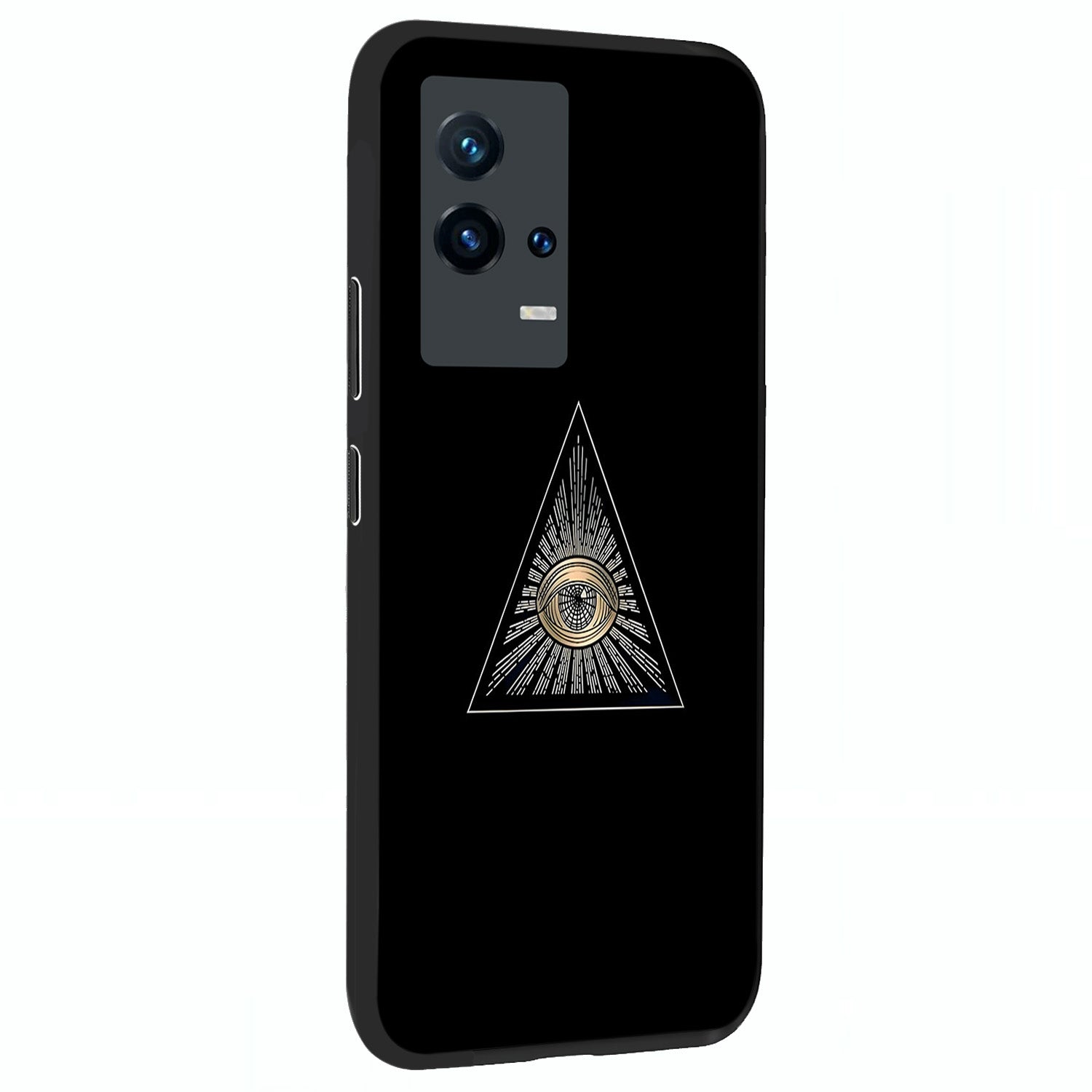 Illuminati Evil Glass Case upright view showcasing striking illuminati artwork with mysterious symbolic theme.