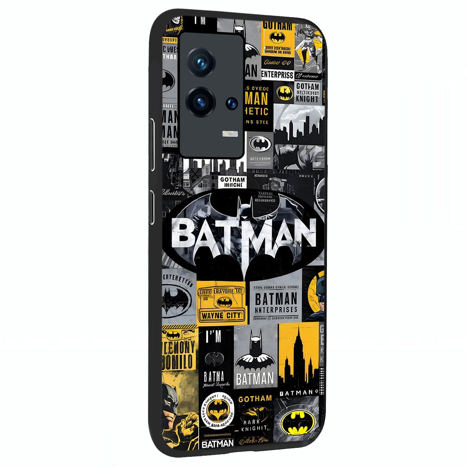 Knight Gotham Rise Glass Case upright view showcasing bold vigilante themed artwork with gothic city vibe.
