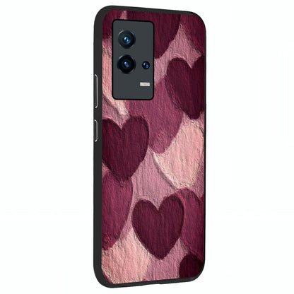 Layered Paper Hearts Glass Case upright view showcasing decorative layered heart artwork with sweet love theme.