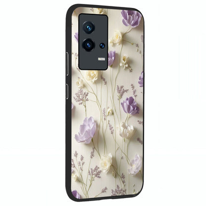 Lilac Breeze Harmony Glass Case upright view showcasing delicate lilac artwork with peaceful floral theme.