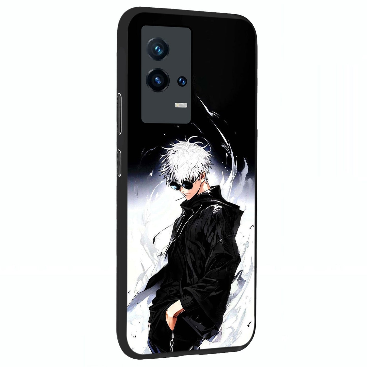 Limitless Shadow King Glass Case upright view showcasing bold shadow warrior artwork with epic fantasy theme.