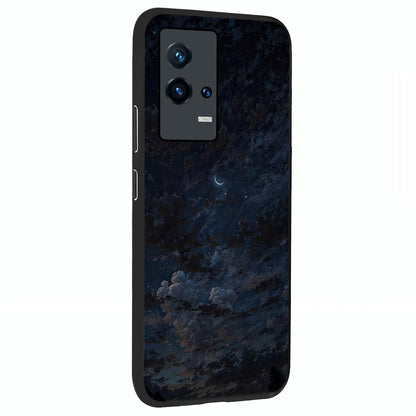 Lunar Veil Silence Glass Case upright view showcasing calm moon themed artwork with serene night atmosphere.