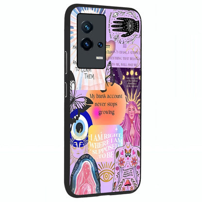 Manifestation Collage Glass Case upright view showcasing artistic manifestation themed artwork with creative style.