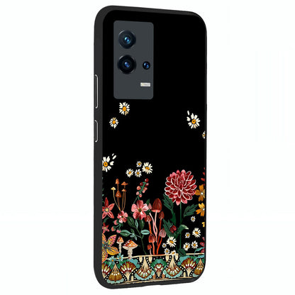 Midnight Bloom Pattern Glass Case upright view showcasing decorative floral artwork with deep night themed palette.