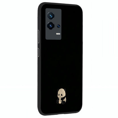 Midnight Panda Love Glass Case upright view showcasing charming panda artwork with playful romantic theme.