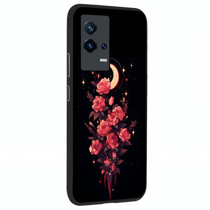 Moonlit Floral Elegance Glass Case upright view showcasing delicate floral artwork with refined night inspired theme.