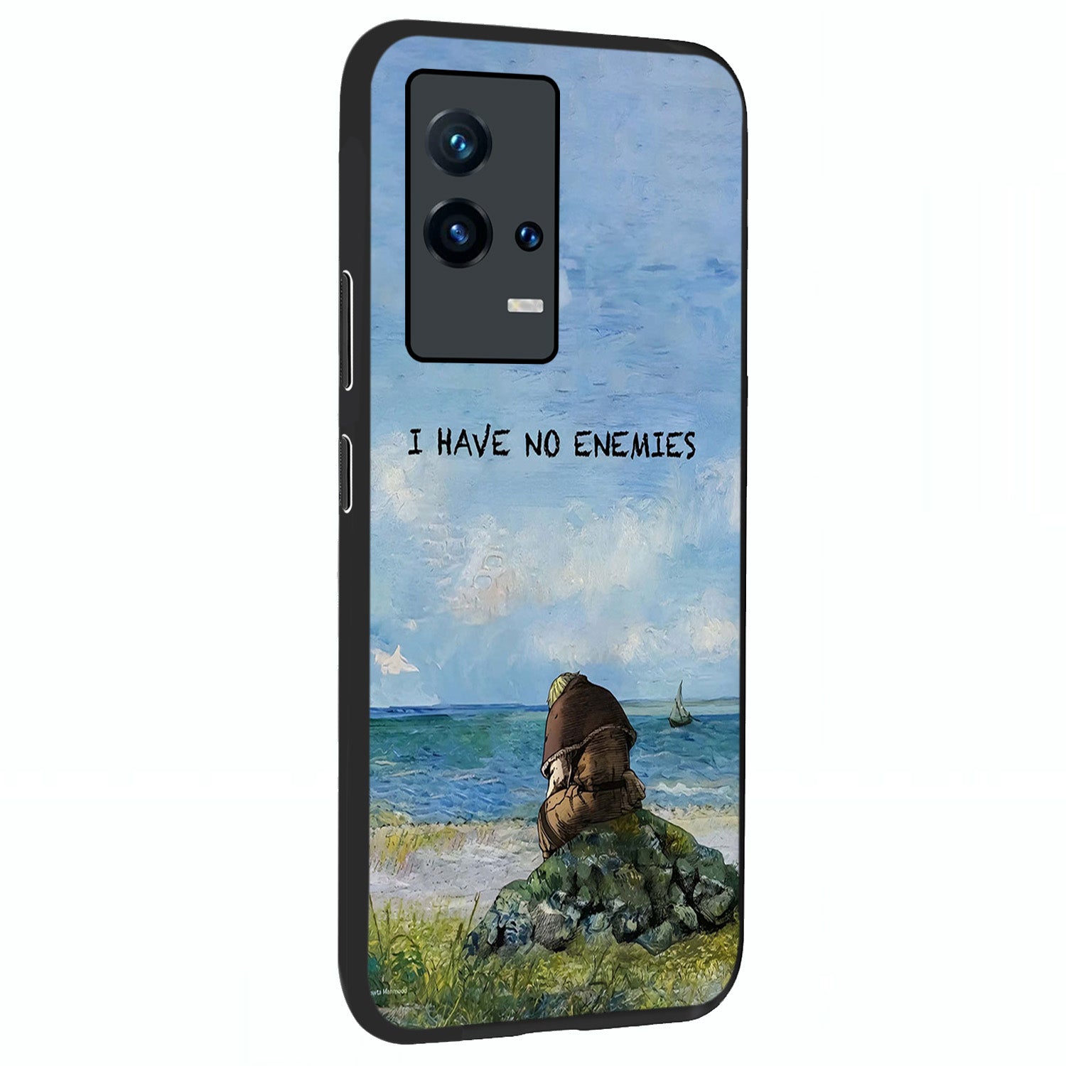 Peace Beyond War Glass Case upright view showcasing powerful peace symbol artwork with inspirational theme.
