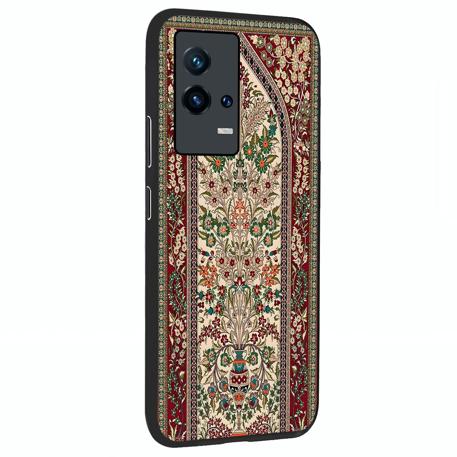 Persian Inspired Glass Case upright view showcasing decorative Persian artwork with rich heritage theme.
