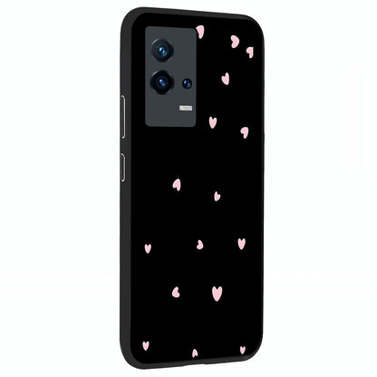 Pink Love Drops Glass Case upright view showcasing charming heart drop artwork with romantic playful theme.