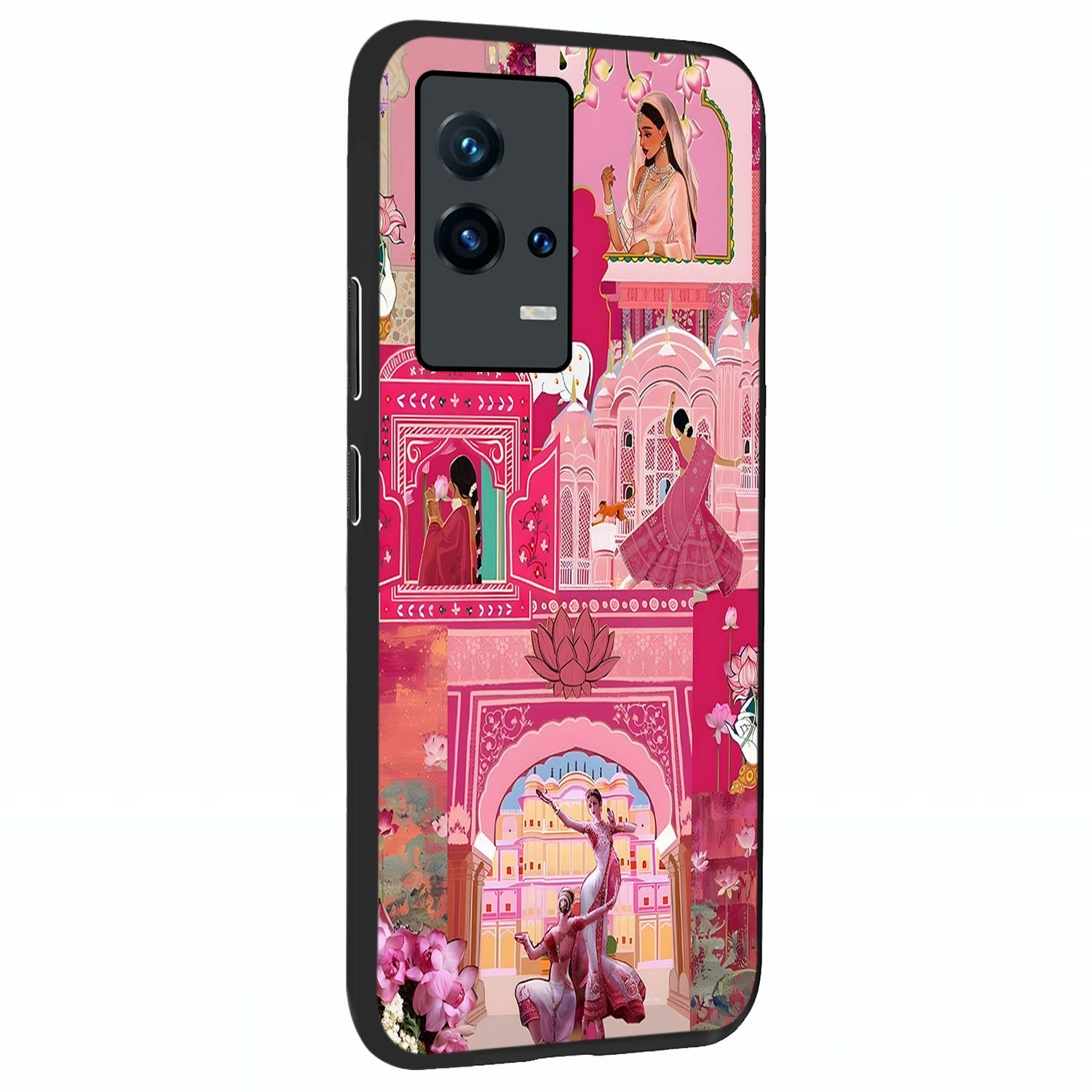 Pink Palace Muse Glass Case upright view showcasing artistic palace artwork with graceful royal theme.