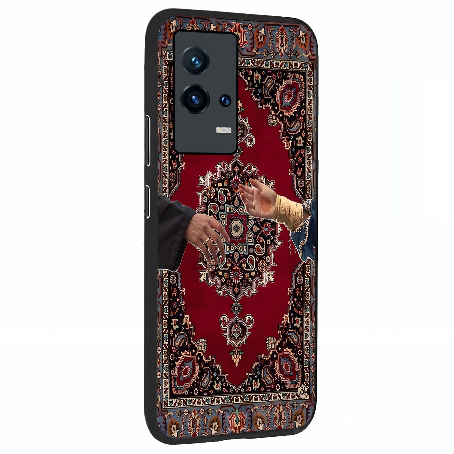 Royal Touch Reach Glass Case upright view showcasing stylish royal inspired artwork with graceful theme.