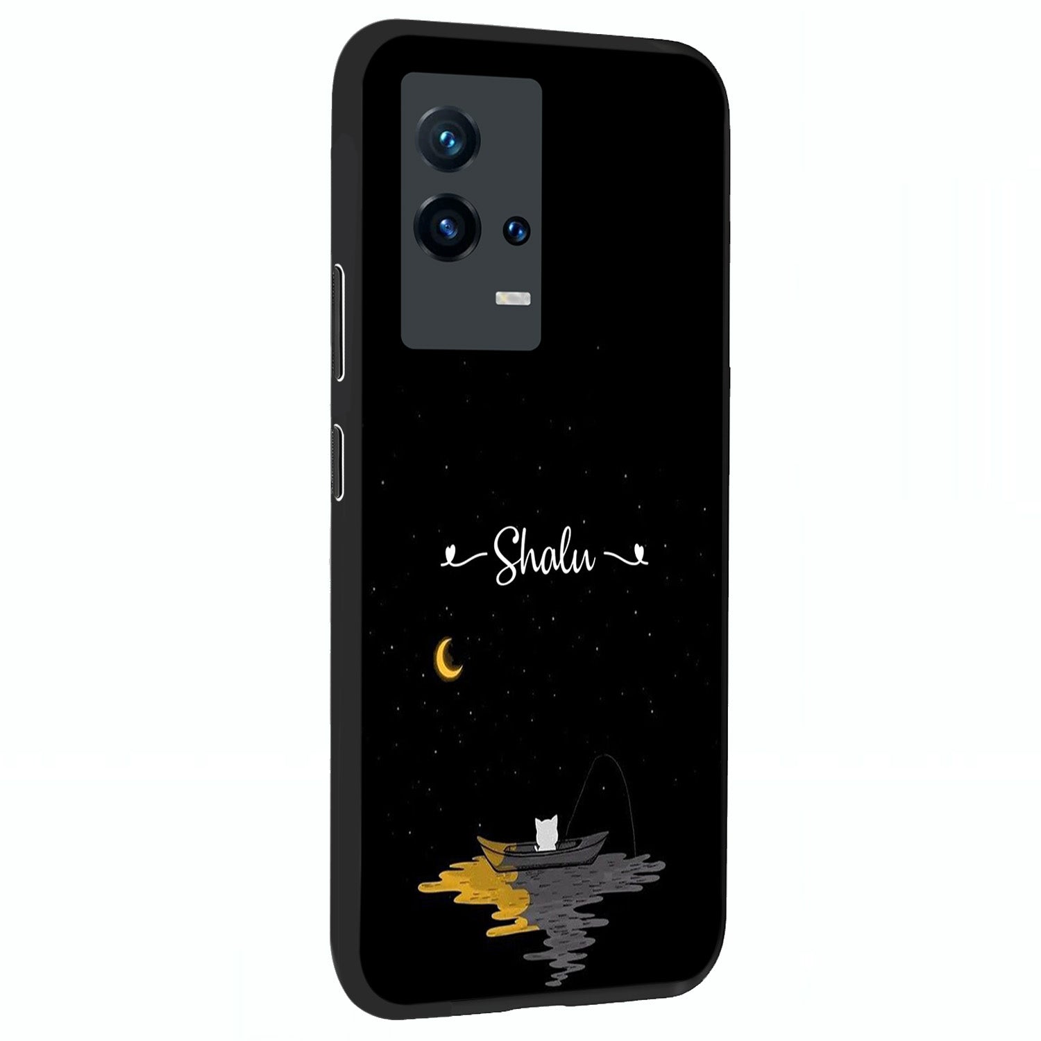 Silent Night Row Glass Case upright view showcasing tranquil night artwork with serene landscape theme.