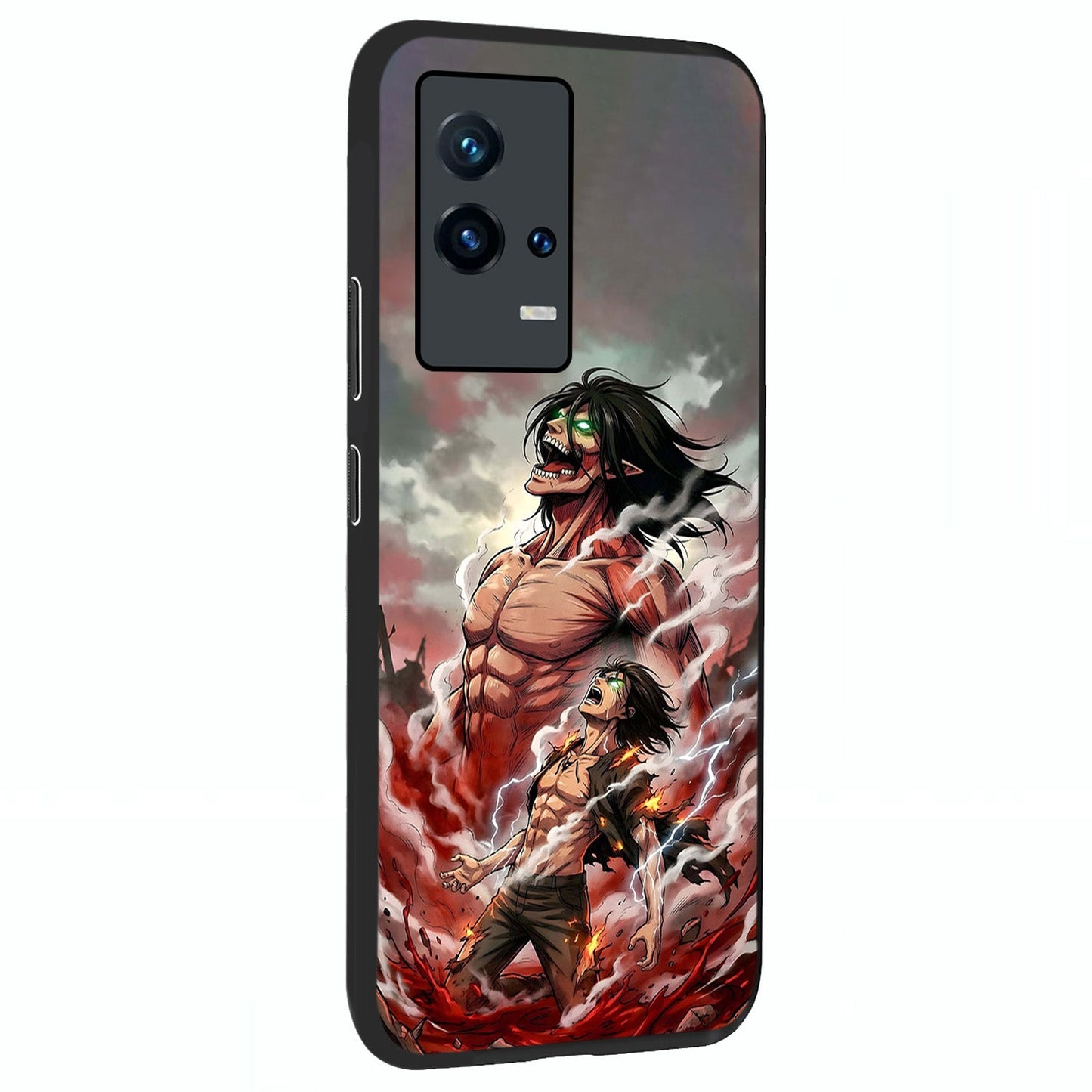 Titan Awakening Fury Glass Case upright view showcasing intense titan artwork with epic fantasy theme.