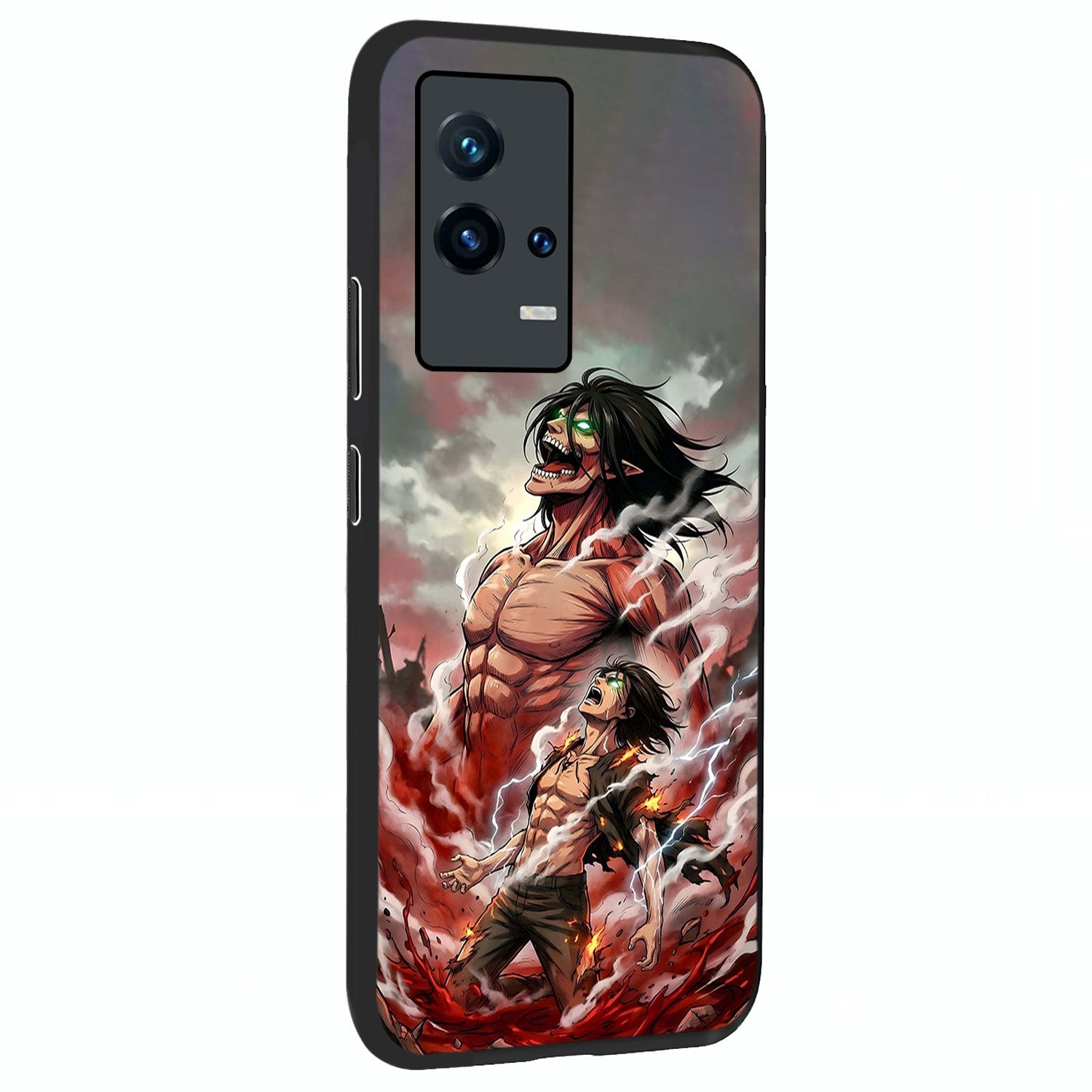 Titan Awakening Fury Glass Case upright view showcasing intense titan artwork with epic fantasy theme.