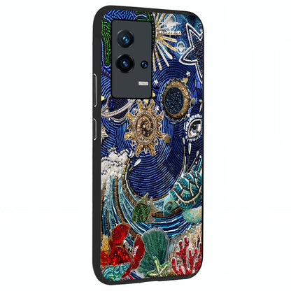 Universe Underwater Spark Glass Case upright view showcasing magical underwater galaxy artwork with vibrant cosmic theme.