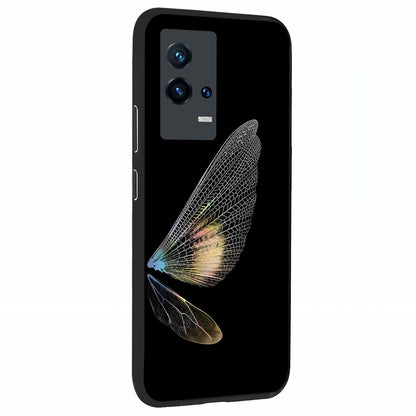 Whispers Of Wings Glass Case upright view showcasing elegant wing artwork with light airy theme.