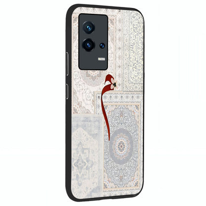White Aesthetic Bow Glass Case upright view showcasing delicate ribbon bow artwork with cute minimalist theme.