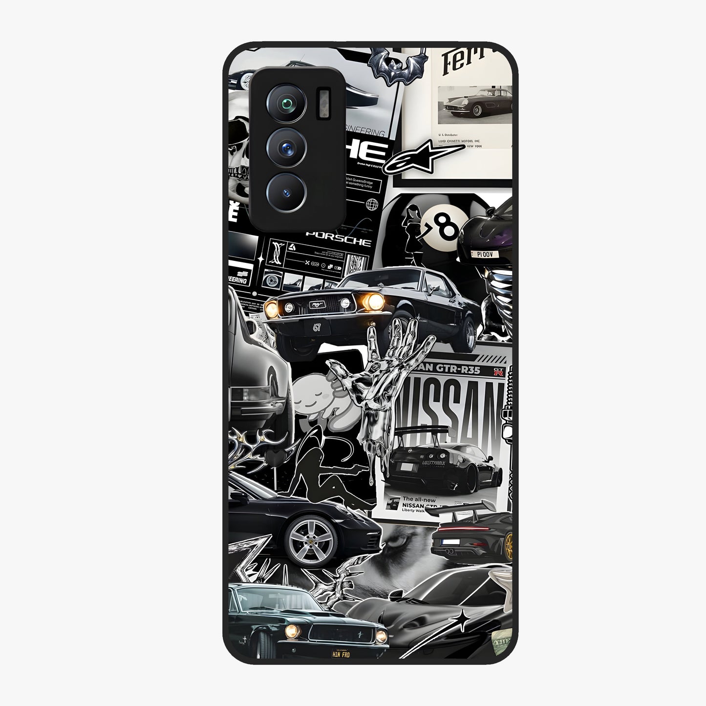 Aesthetic Dark Love Glass Case showing flat back view with dark romantic artwork and glossy glass finish.