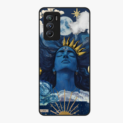 Aesthetic Lord Shiva Glass Case showing flat back view with divine Shiva artwork and glossy glass finish.